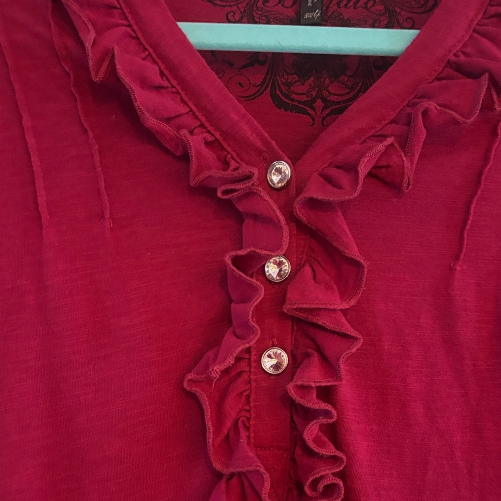Buffalo David Bitton Crimson Ruffle Blouse - Picture 5 of 12